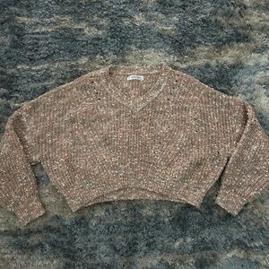 Jon & Anna Speckled V-Neck Sweater - Brown